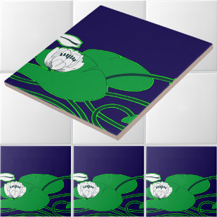 Vintage Art Nouveau Colour Lilies Frieze Pattern Tile