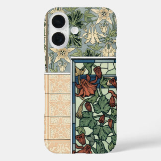Vintage Art Nouveau, Columbine Aquilegia Flowers iPhone 16 Case
