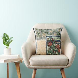 Vintage Art Nouveau, Columbine Aquilegia Flowers Cushion