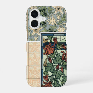 Vintage Art Nouveau, Columbine Aquilegia Flowers iPhone 16 Case