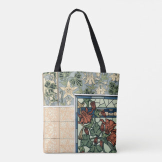 Vintage Art Nouveau, Columbine Aquilegia Flowers Tote Bag