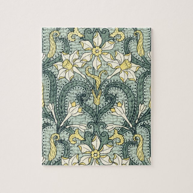 Vintage Art Nouveau Daffodil Narcissus Flowers Jigsaw Puzzle (Vertical)