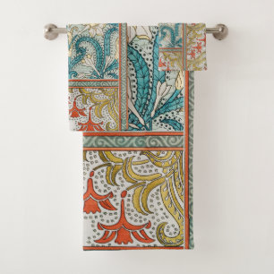 Vintage Art Nouveau Daffodil Pattern Verneuil Bath Towel Set