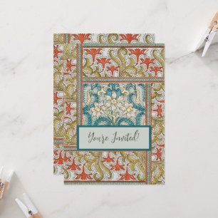 Vintage Art Nouveau Daffodil Pattern Verneuil Invitation