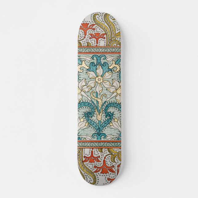 Vintage Art Nouveau Daffodil Pattern Verneuil Skateboard (Front)