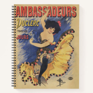 Vintage Art Nouveau Dancer French Poster Notebook