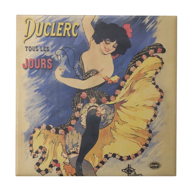 Vintage Art Nouveau Dancer French Poster Tile (Front)