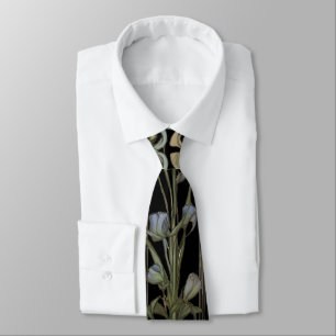 Vintage art nouveau dark botanical tie