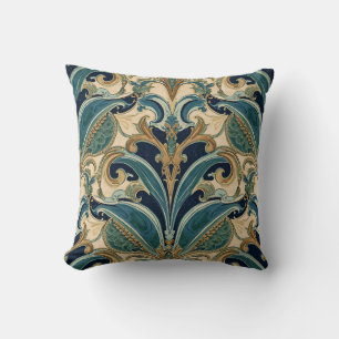 Vintage Art Nouveau Deco Majolica Floral Craftsman Cushion