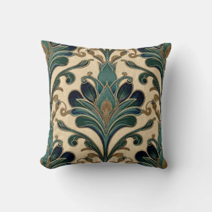 Vintage Art Nouveau Deco Majolica Floral Craftsman Cushion