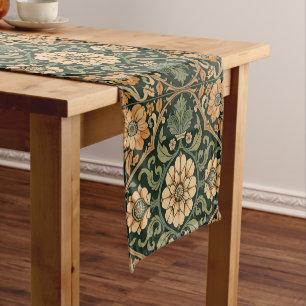 Vintage Art Nouveau Deco Majolica Floral Craftsman Short Table Runner