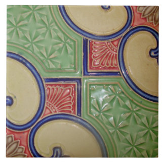 Vintage Art Nouveau Deco Majolica Floral Craftsman Tile