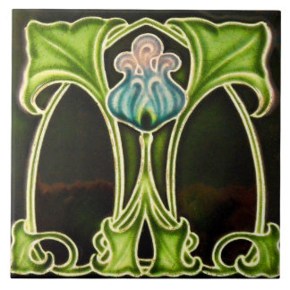 Vintage Art Nouveau Deco Majolica Floral Craftsman Tile
