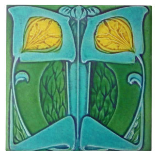Vintage Art Nouveau Deco Majolica Floral Craftsman Tile