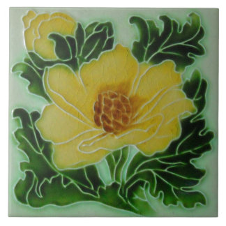 Vintage Art Nouveau Deco Majolica Floral Craftsman Tile