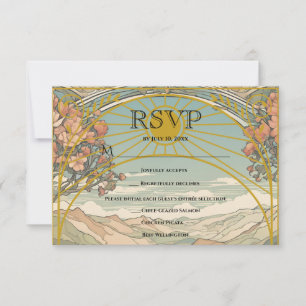 Vintage Art Nouveau Deco Nature Wedding Meal RSVP Card