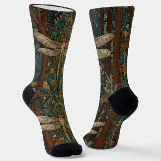 Vintage art nouveau dragonfly boho chic socks
