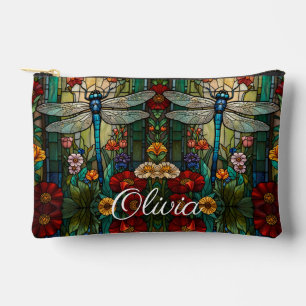 Vintage art nouveau dragonfly boho monogram accessory pouch