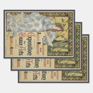 Vintage Art Nouveau, Exposition des Beaux Arts Wrapping Paper Sheet