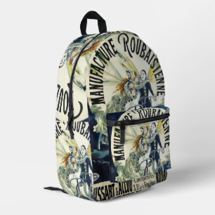 Vintage Art Nouveau Fairies, Bicycle Pierrot Moon Printed Backpack