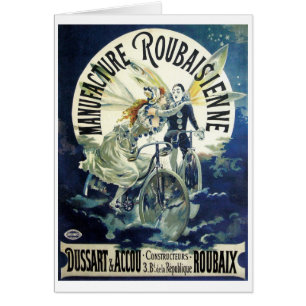 Vintage Art Nouveau Fairies, Pierrot Bicycle Moon