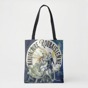 Vintage Art Nouveau Fairies, Pierrot Bicycle Moon Tote Bag
