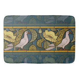 Vintage Art Nouveau Fish Pigeon Pattern Verneuil Bath Mat