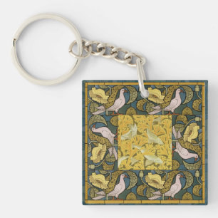 Vintage Art Nouveau Fish Pigeon Pattern Verneuil Key Ring