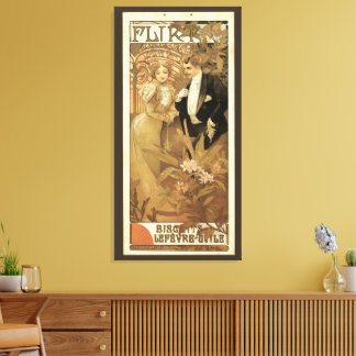 Vintage Art Nouveau Flirt Biscuits, Alphonse Mucha Canvas Print