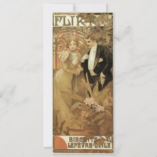 Vintage Art Nouveau Flirt Biscuits, Alphonse Mucha Invitation