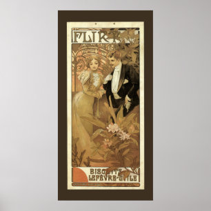Vintage Art Nouveau Flirt Biscuits, Alphonse Mucha Poster
