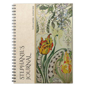 Vintage Art Nouveau Floral Botanical  Notebook