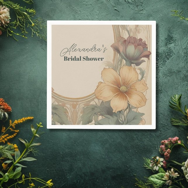 Vintage Art Nouveau Floral Bridal Shower Napkin (Creator Uploaded)