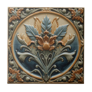 Vintage Art Nouveau  Floral Craftsman Tile