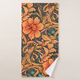 Vintage Art Nouveau Floral Garden Bath Towel