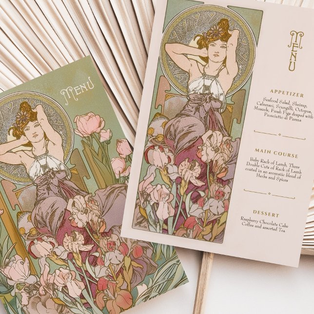 Vintage Art Nouveau Floral Goddess Menu Card (Creator Uploaded)