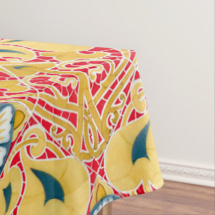 Vintage Art Nouveau Floral Tile Pattern Tablecloth