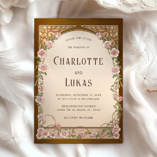 Vintage Art Nouveau Floral Wedding Invitation