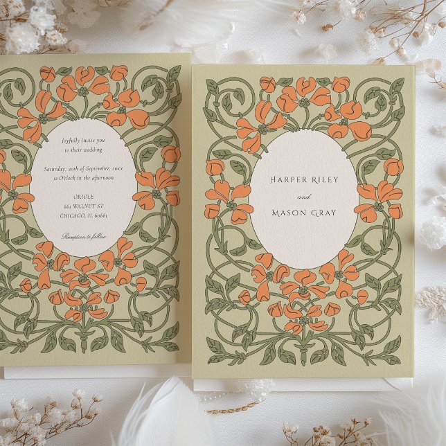 Vintage Art Nouveau Floral Wedding Invitation (Creator Uploaded)