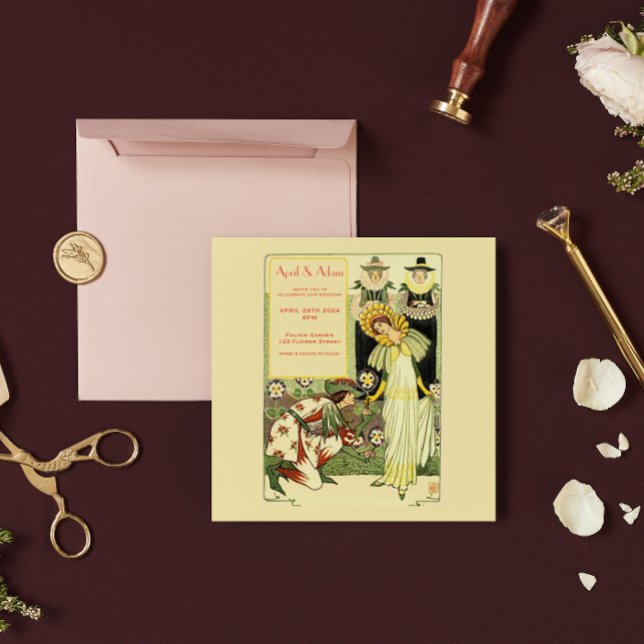 Vintage Art Nouveau Floral Wedding Invitation  (Creator Uploaded)