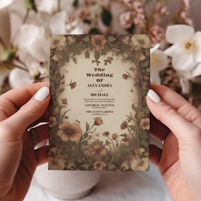 Vintage Art Nouveau Floral Wedding Invitation (Creator Uploaded)