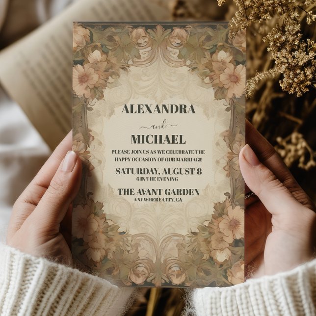 Vintage Art Nouveau Floral Wedding Invitation (Creator Uploaded)