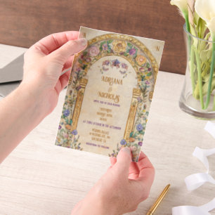 Vintage Art Nouveau Floral Wedding Vellum Invitations