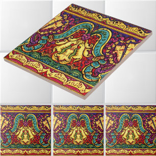 Vintage Art Nouveau Foliage Frieze by Walter Crane Tile