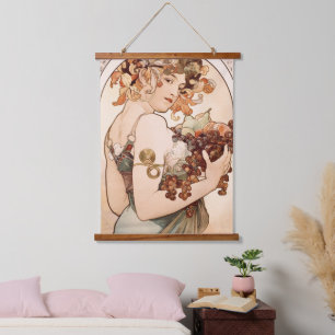 Vintage Art Nouveau Fruit by Alphonse Mucha Hanging Tapestry
