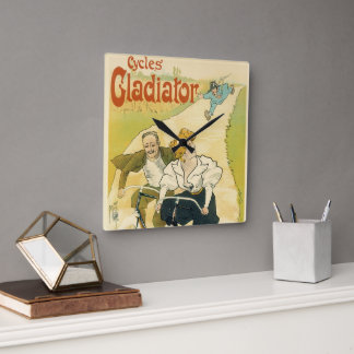 Vintage Art Nouveau, Gladiator Cycles Bicycles  Square Wall Clock