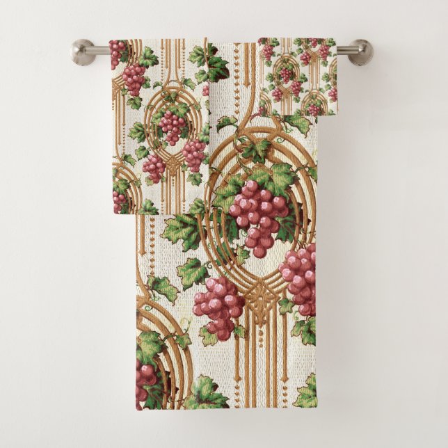 Vintage Art Nouveau Grapevines Bath Towel Set (Insitu)