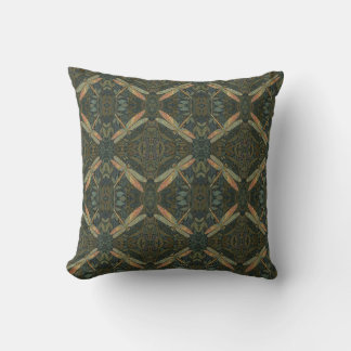 Vintage art nouveau green gold Dragonfly Cushion