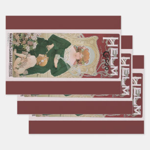 Vintage Art Nouveau Helm Cacao by Privat Livemont Wrapping Paper Sheet