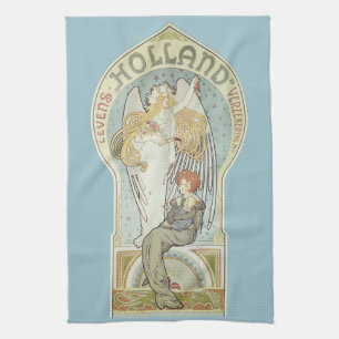 Vintage Art Nouveau, Holland Levens Verzekering Tea Towel